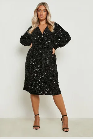 Boohoo Womens Plus Velvet Sequin Wrap Midi Dress - - Size 26 UK