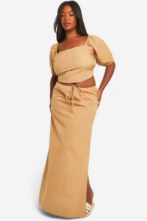 Boohoo Womens Plus Drawstring Waist Cotton Maxi Skirt - - Size 18 UK