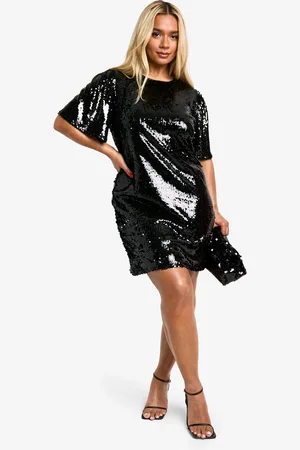 Boohoo Womens Plus High Neck Sequin Mini Dress - - Size 18 UK