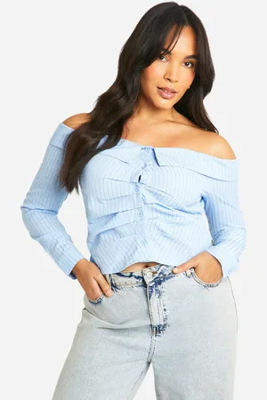 Boohoo Womens Plus Bardot Stripe Shirt - - Size 22 UK