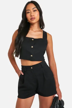 Boohoo Womens Textured Linen Look Open Back Waistcoat - - Size 14 UK