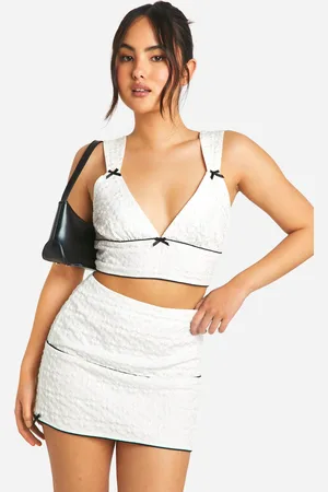 Boohoo Womens Textured Bow Detail Mini Skirt - - Size 8 UK