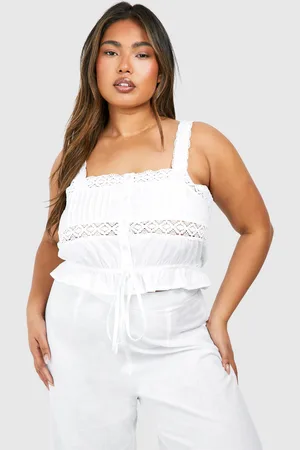 Boohoo Womens Plus Cotton Lace Detail Strappy Crop Top - - Size 16 UK