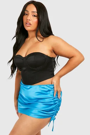 Boohoo Womens Plus Satin Detail Ruched Side Mini Skirt - - Size 16 UK