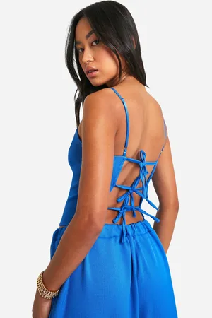 Boohoo Womens Textured Linen Look Strappy Open Back Waistcoat - - Size 14 UK