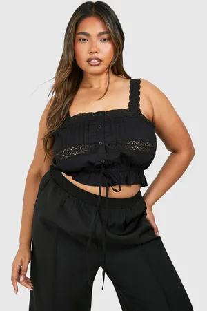 Boohoo Womens Plus Cotton Lace Detail Strappy Crop Top - - Size 28 UK