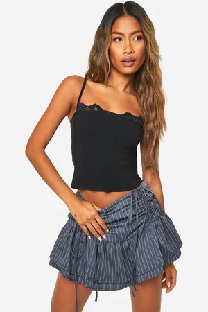 Boohoo Womens Ruched Pinstripe Micro Mini Skirt - - Size 16 UK