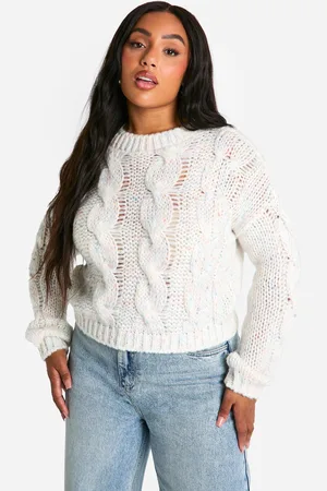 Boohoo Womens Plus Speckle Knitted Cropped Jumper - - Size 22 UK