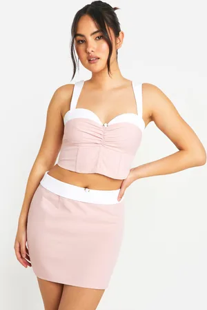 Boohoo Womens Contrast Waistband Flower Detail Mini Skirt - - Size 14 UK