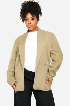 Boohoo Womens Plus Essential Oversized Ruched Sleeve Blazer - - Size 16 UK