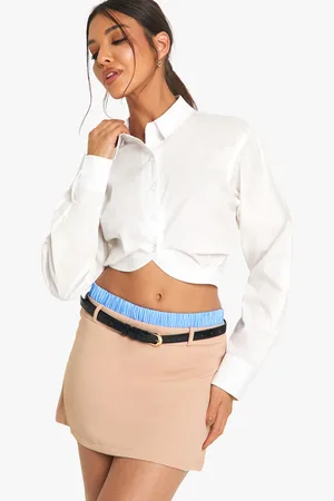 Boohoo Womens Contrast Stripe Waistband Belted Mini Skirt - - Size 14 UK