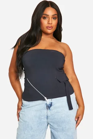 Boohoo Womens Plus Bandeau Zip Side Top - - Size 16 UK