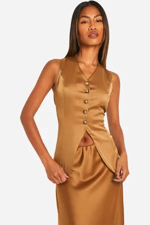 Boohoo Womens Fluid Premium Satin Longline Waistcoat - - Size 6 UK