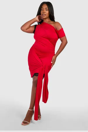 Boohoo Womens Plus Lace Trim Off The Shoulder Tie Mini Dress - - Size 20 UK