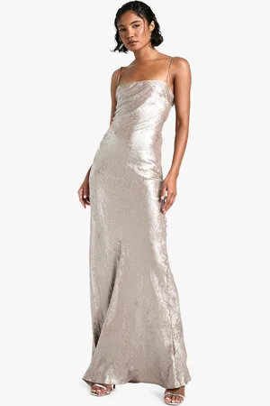 Boohoo Womens Tall Diamante Satin Maxi Slip Dress - - Size 10 UK