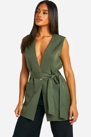 Boohoo Womens Longline Sleeveless Belted Blazer - - Size 12 UK