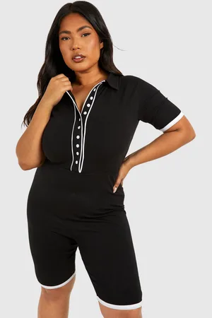 Boohoo Womens Plus Contrast Button Down Cotton Playsuit - - Size 16 UK