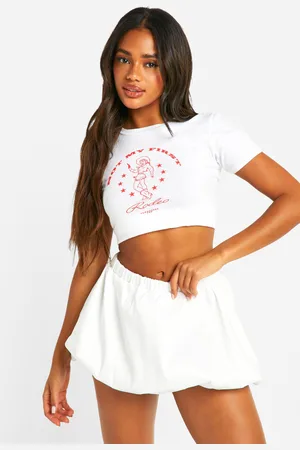 Boohoo Womens Woven Puff Ball Micro Mini Skirt - - Size 16 UK