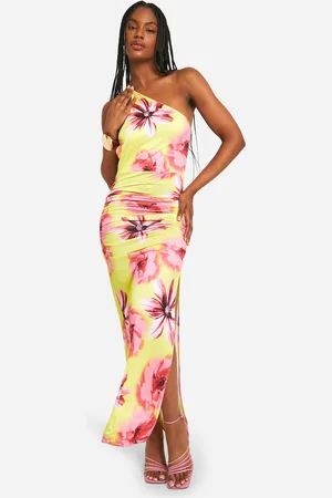 Boohoo Womens Tall Slinky Asymmetric Floral Maxi Dress - - Size 8 UK