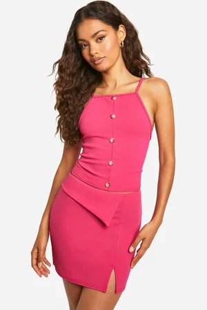 Boohoo Womens Stretch Crepe Fold Over Waistband Mini Skirt - - Size 16 UK