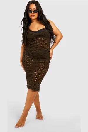 Boohoo Womens Plus Cowl Neck Crochet Beach Dress - - Size 16 UK