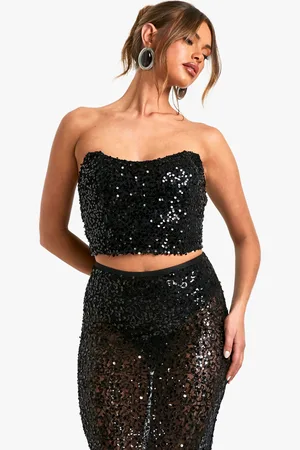 Boohoo Womens Sequin Strapless Longline Corset - - Size 16 UK
