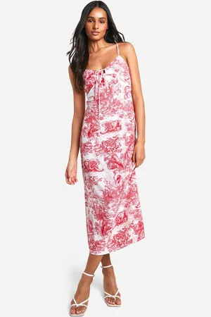 Boohoo Womens Tall Woven Porcelain Print Strappy Midaxi Slip Dress - viscose - Size 10 UK