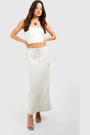 Boohoo Womens Tall Linen Look Pocket Midaxi Skirt - - Size 8 UK