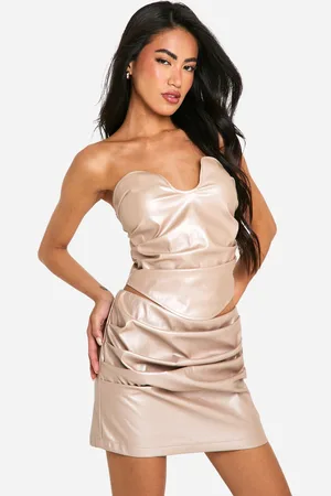 Boohoo Womens Pu Ruched Mini Skirt - - Size 6 UK