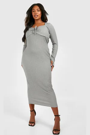 Boohoo Womens Plus Textured Tie Detail Midaxi Dress - - Size 18 UK