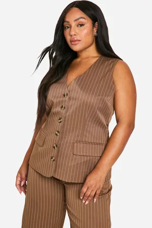 Boohoo Womens Plus Longline Pinstripe Waistcoat - - Size 24 UK