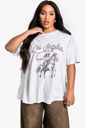 Boohoo Womens Plus Cowgirl Oversized T-shirt - Cotton - Size 18 UK