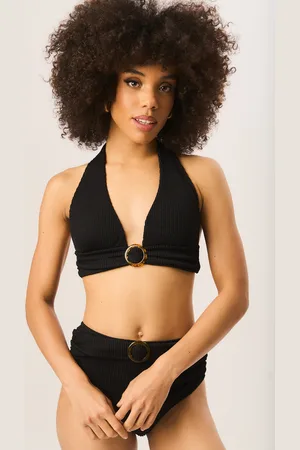 Gini London Womens Textured High Waisted Bottoms with Ring Belt Detail - - Size 8 UK