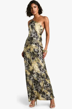 Boohoo Womens Tall Cowl Back Abstract Animal Maxi Dress - - Size 14 UK