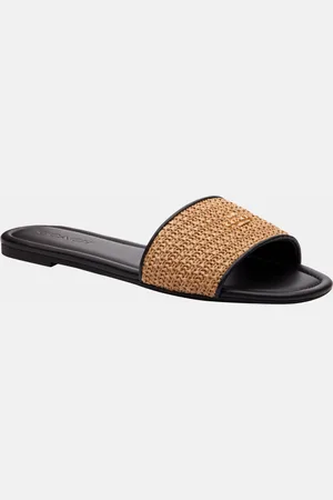 Coach Womens Lockup Straw Slide Sandal - - Size UK 6.5