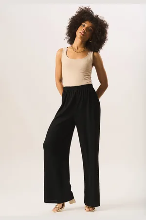 Gini London Womens Textured Pull On Wide Leg Trousers - - Size Medium/Large
