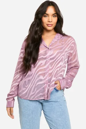 Boohoo Womens Plus Animal Burnout Oversized Shirt - - Size 22 UK