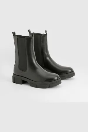 Boohoo Womens Tab Detail Elastic Insert Chunky Chelsea Boot - - Size UK 7