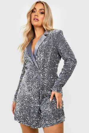 Boohoo Womens Plus Velvet Sequin Wrap Blazer Dress - - Size 26 UK