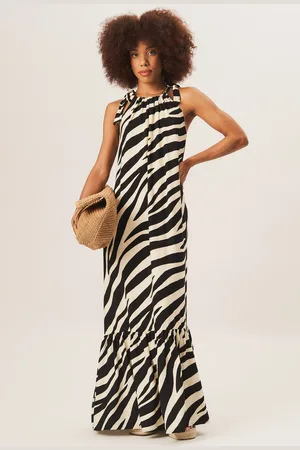 Gini London Womens Zebra Print Tie Shoulder Maxi Dress - - Size Small/Medium