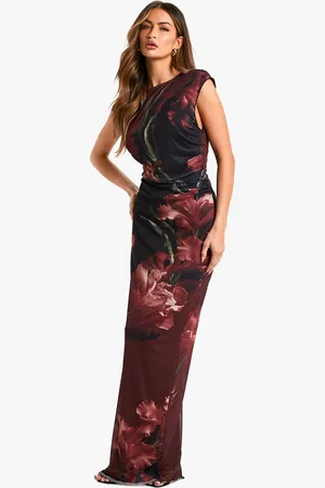 Boohoo Womens Large Floral Printed Mesh Maxi Dress - - Size 14 UK