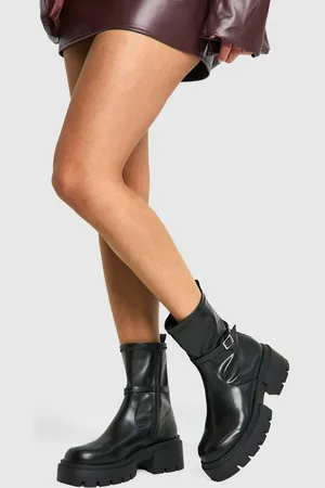 Boohoo Womens Chunky Buckle Detail Chelsea Boots - - Size UK 6