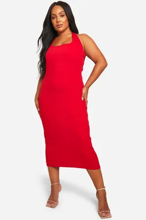 Boohoo Womens Plus Halterneck Midi Dress - - Size 24 UK