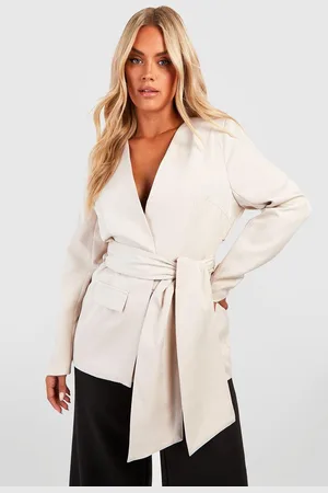 Boohoo Womens Plus Woven Tie Belt Pocket Blazer - - Size 16 UK
