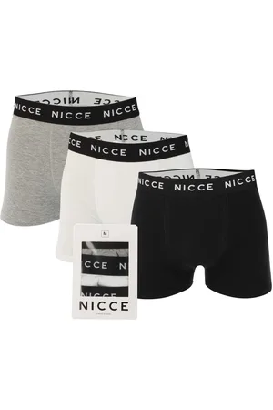 Nicce London Mens Luzern 3 Pack Boxer Shorts in Black Grey White Cotton - Size 2XL