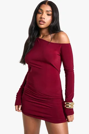 Boohoo Womens Asymmetric Shoulder Pad Slinky Mini Dress - - Size 10 UK