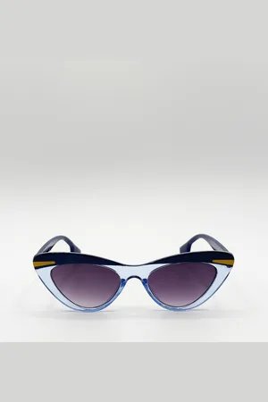 SVNX Womens Two Tone Cat-Eye Sunglasses in Blues - - One Size