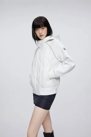 Bosideng Womens Mixed Down Hoodie Jacket - - Size 14 UK