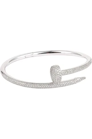 Cartier Pre-owned Womens Juste un clou Paved Bracelet in 18K White Gold - - One Size