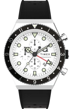 Timex Q Gmt Chrono Mens Watch TW2V70100 Rubber - One Size